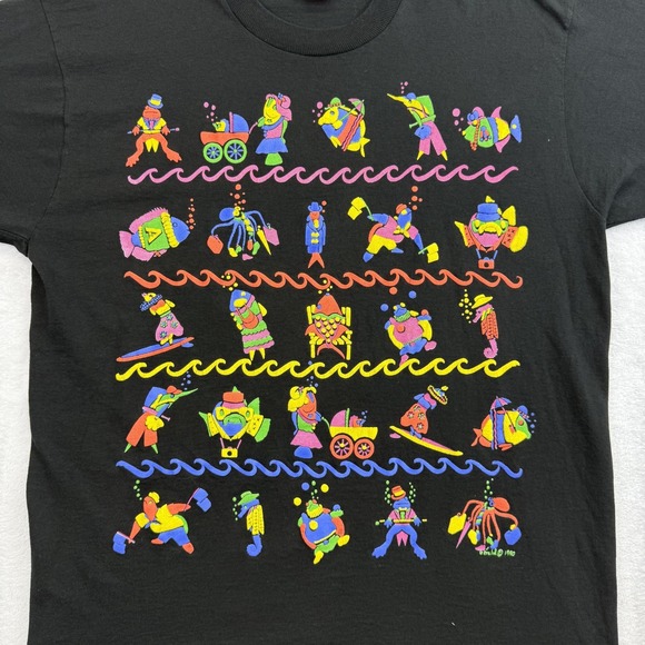 Vintage Fruit of the Loom Shirt Mens Extra Large Clown Fish Graphic 1990 USA 90s - Picture 4 of 10